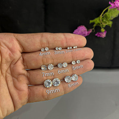 “1.5mm tiny to 9mm extra stone silver stud earring for daily wear – skin-friendly chandi jewelry”