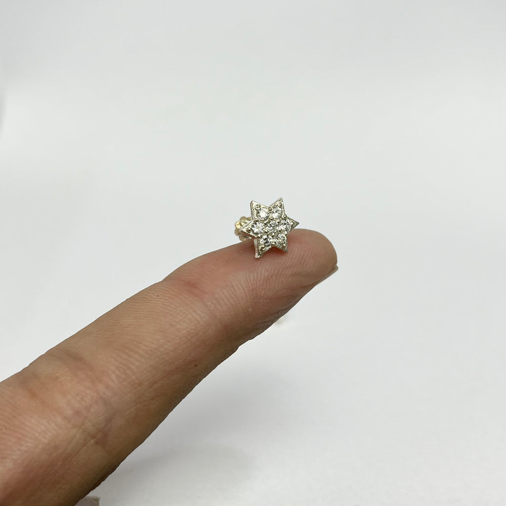 Tiny Stone Star Studs — 925 Sterling Silver | 10mm | Daily Wear Safe