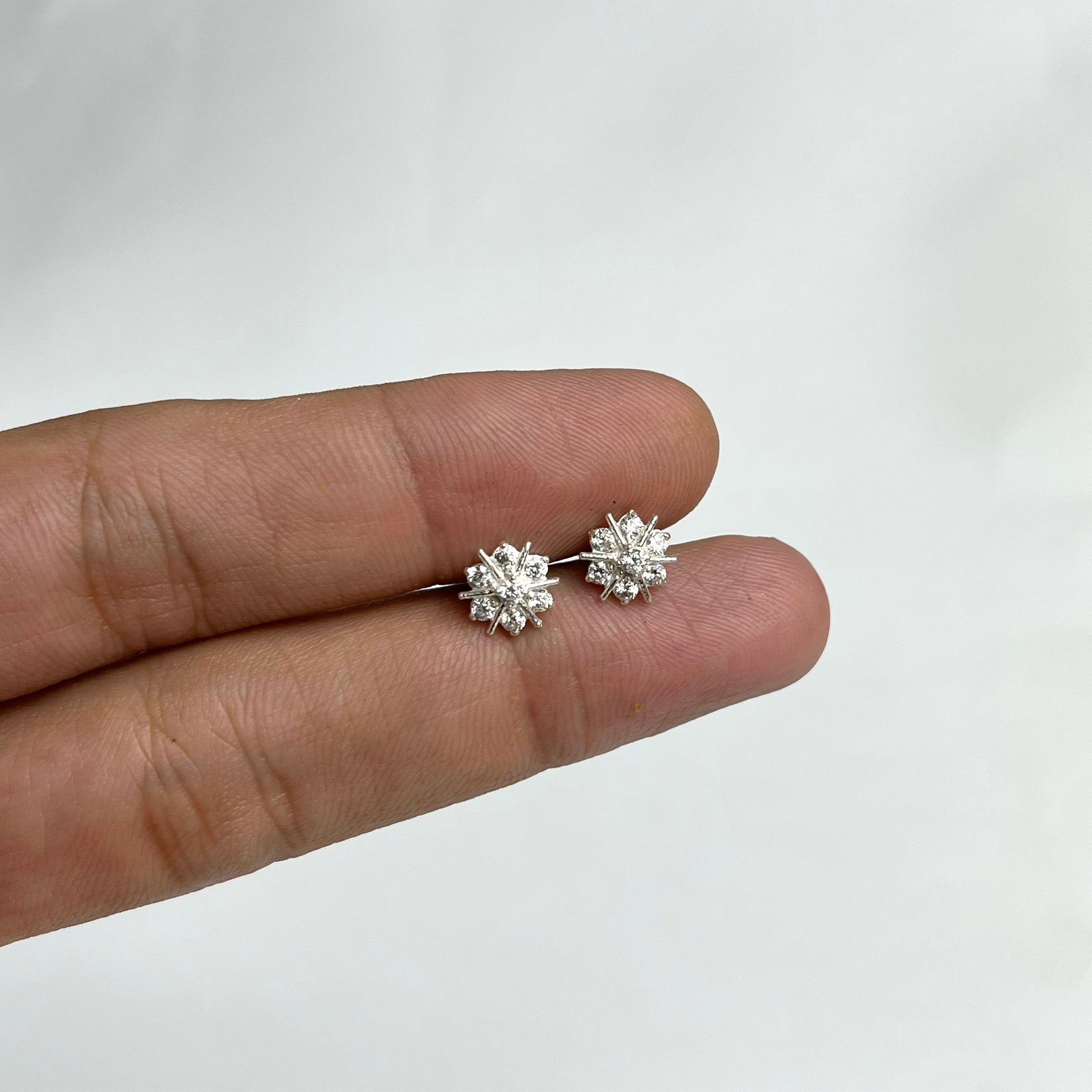 Starburst Studs – 925 Sterling Silver | Clear CZ | Screw Back | Daily Wear