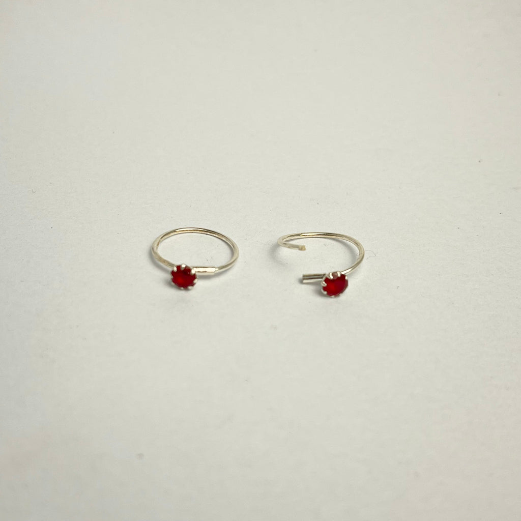 CZ Stone Hoop Earrings — 925 Sterling Silver | 14mm | 1mm Thick | Daily Wear