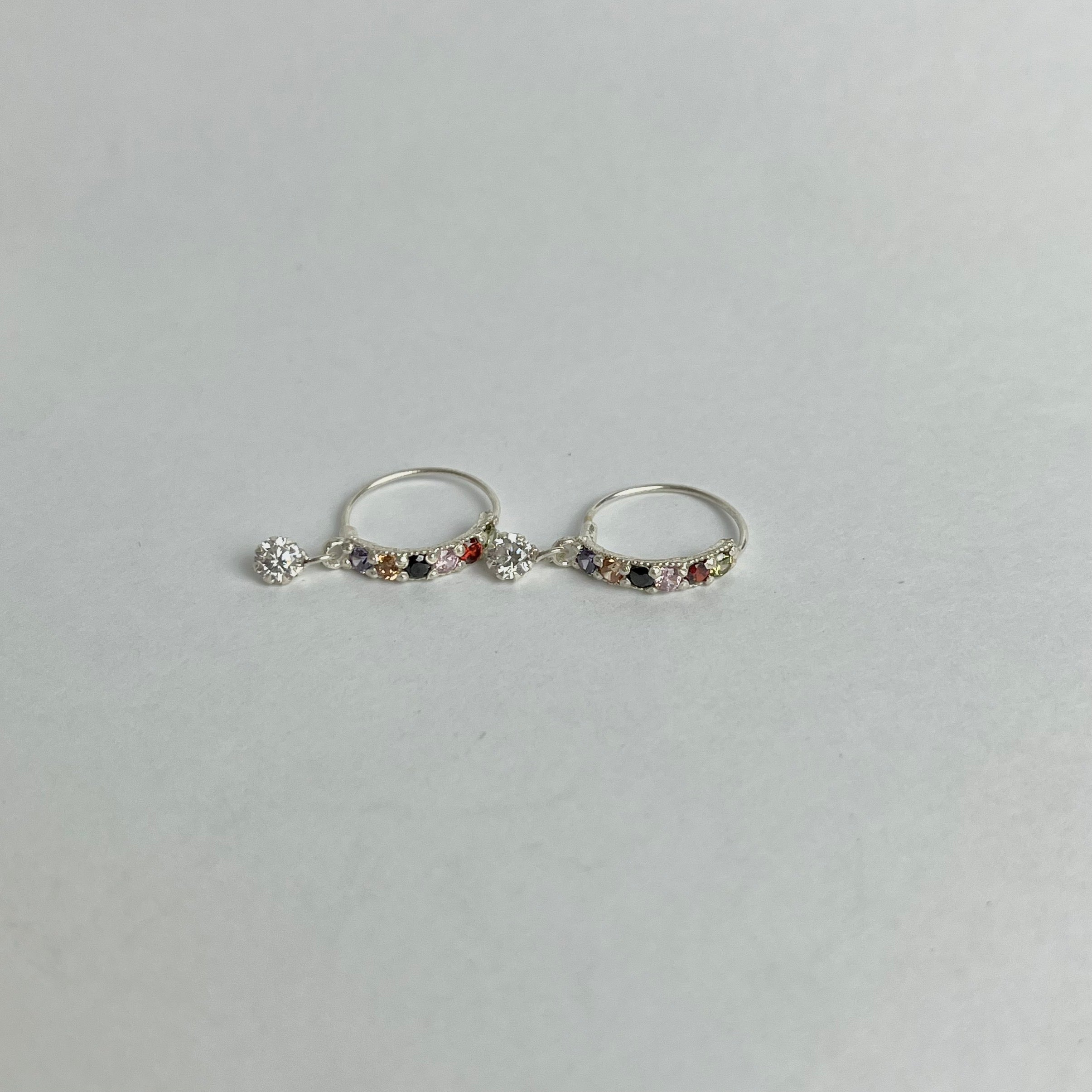 The Rainbow Set – Pavé Hoops & Flower Studs | 925 Sterling Silver | 2 Pairs
