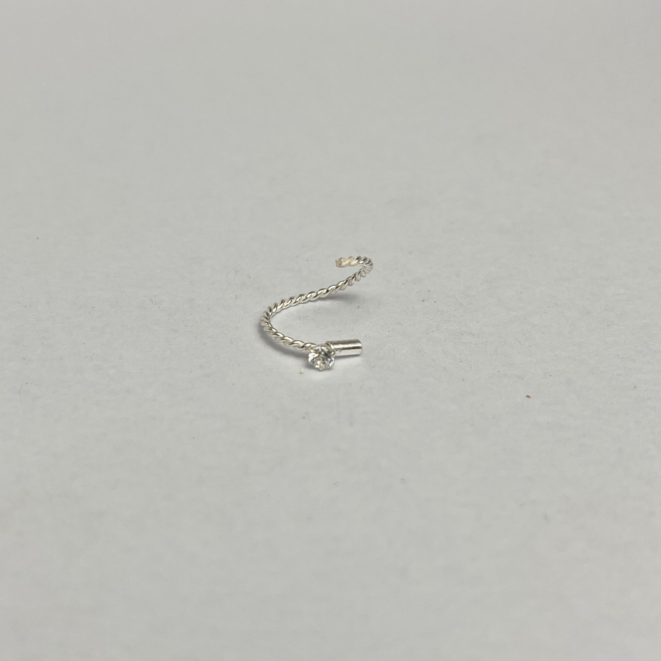Twisted Stone Nose Ring — 925 Sterling Silver | 8mm | 1mm Thick | Texture + Shine