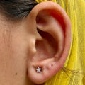 CZ Stone Star Studs - 925 Sterling Silver | Screw Back | 3mm 5mm 7mm