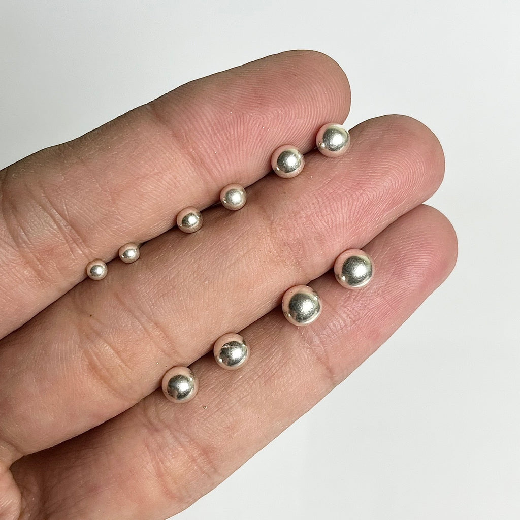 Silver Ball Studs — 925 Sterling Silver | 2mm to 6mm | Nickel-Free | Screw Back