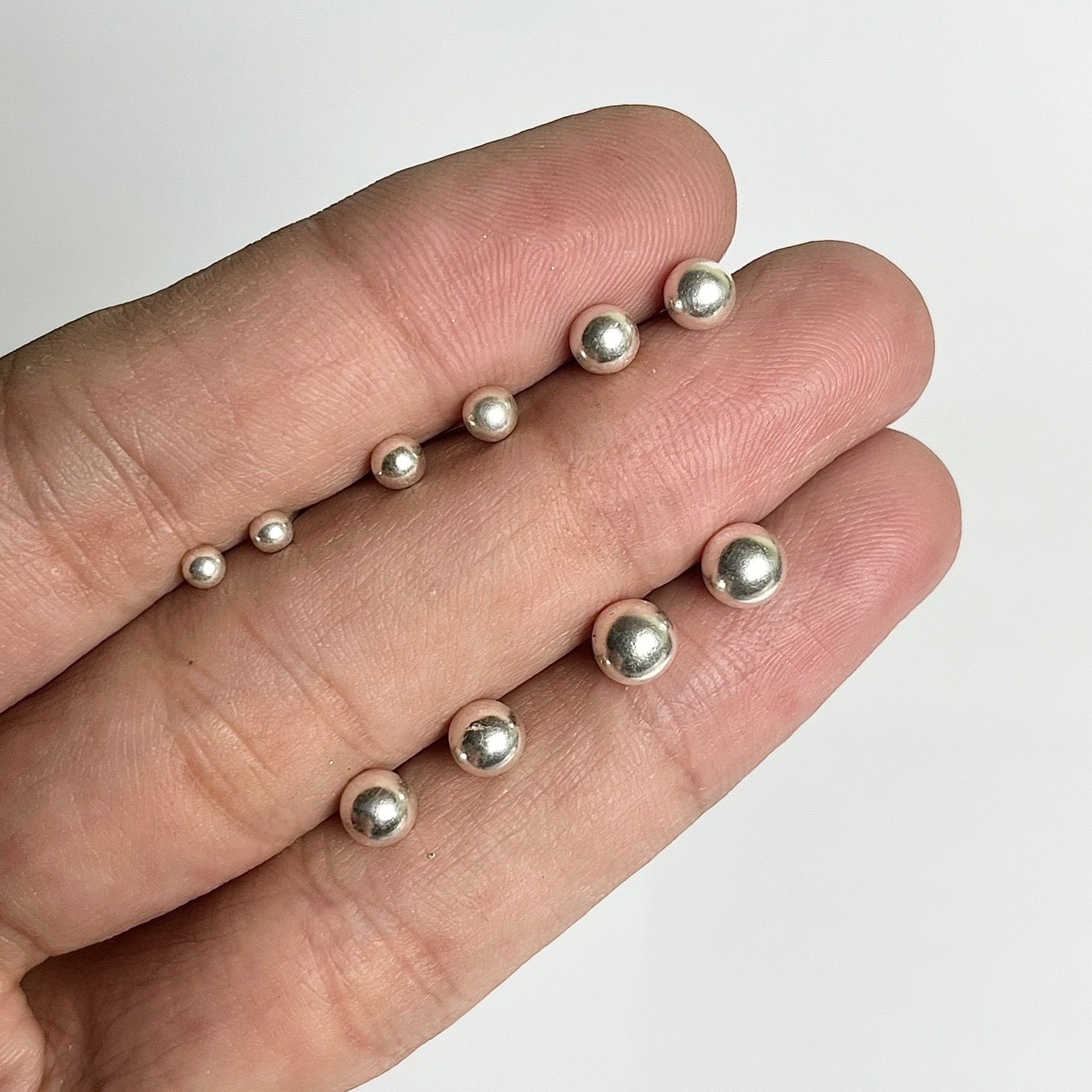 Silver Ball Studs — 925 Sterling Silver | 2mm to 6mm | Nickel-Free | Screw Back
