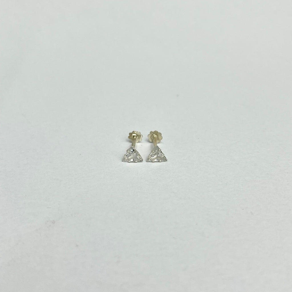 CZ Triangle Studs - 925 Sterling Silver | Geometric Minimal | 6mm & 7mm