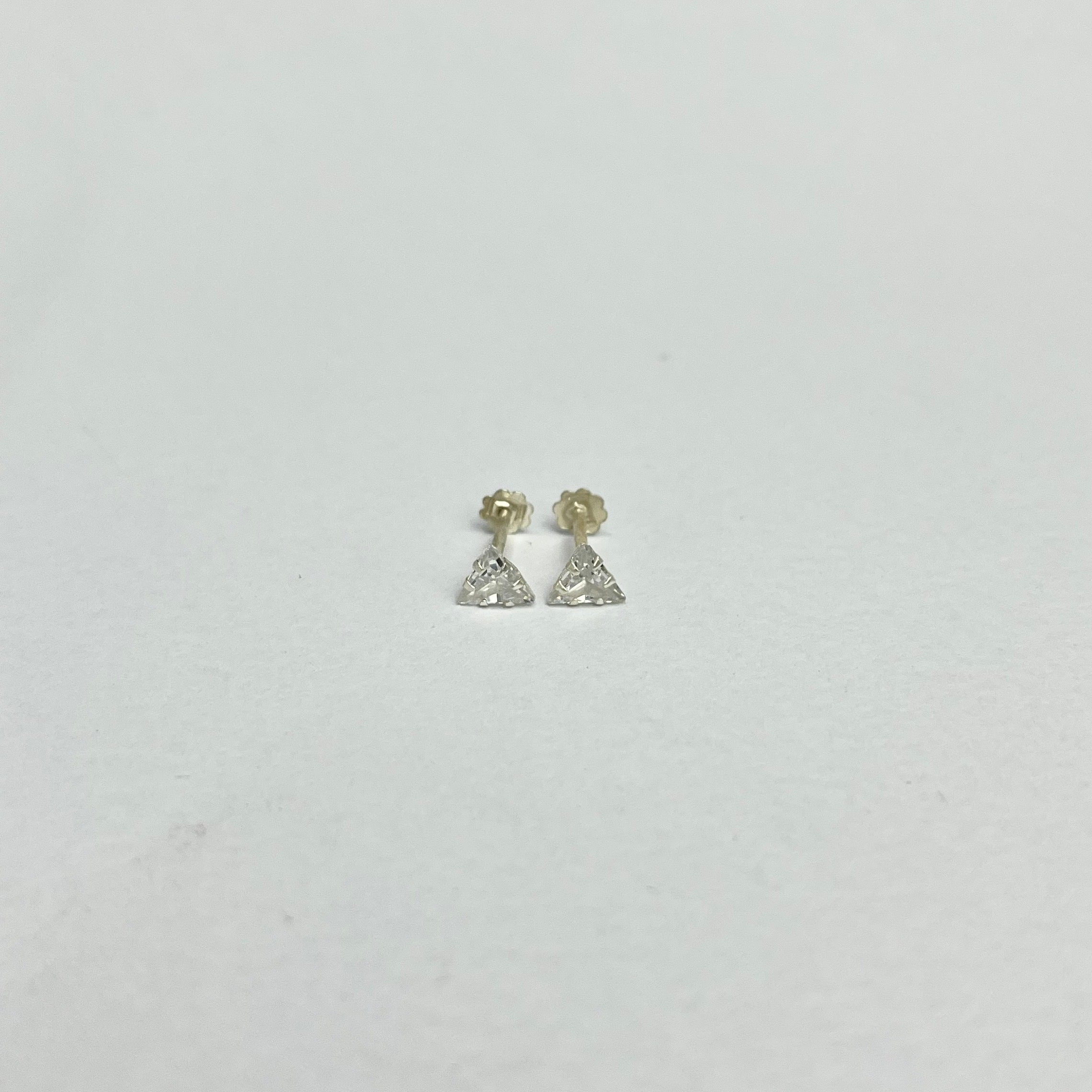 CZ Triangle Studs - 925 Sterling Silver | Geometric Minimal | 6mm & 7mm