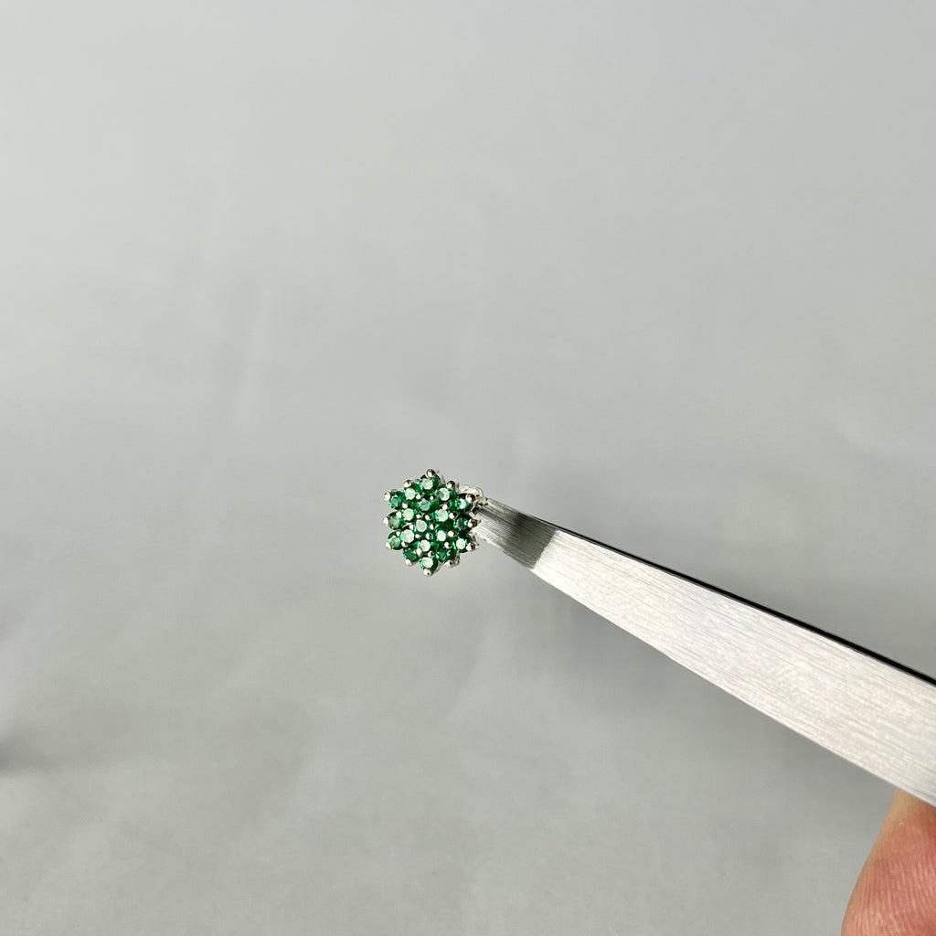 Full Stone Studs - 925 Sterling Silver | Green CZ | 10mm | Nickel-Free | Screw Back