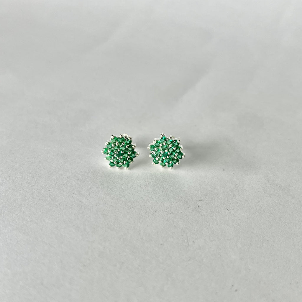 Full Stone Studs - 925 Sterling Silver | Green CZ | 10mm | Nickel-Free | Screw Back