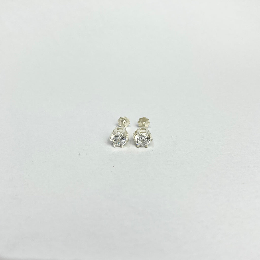 Diamond-Look CZ Studs — 925 Sterling Silver | Screw Back | 4mm 5mm 6mm