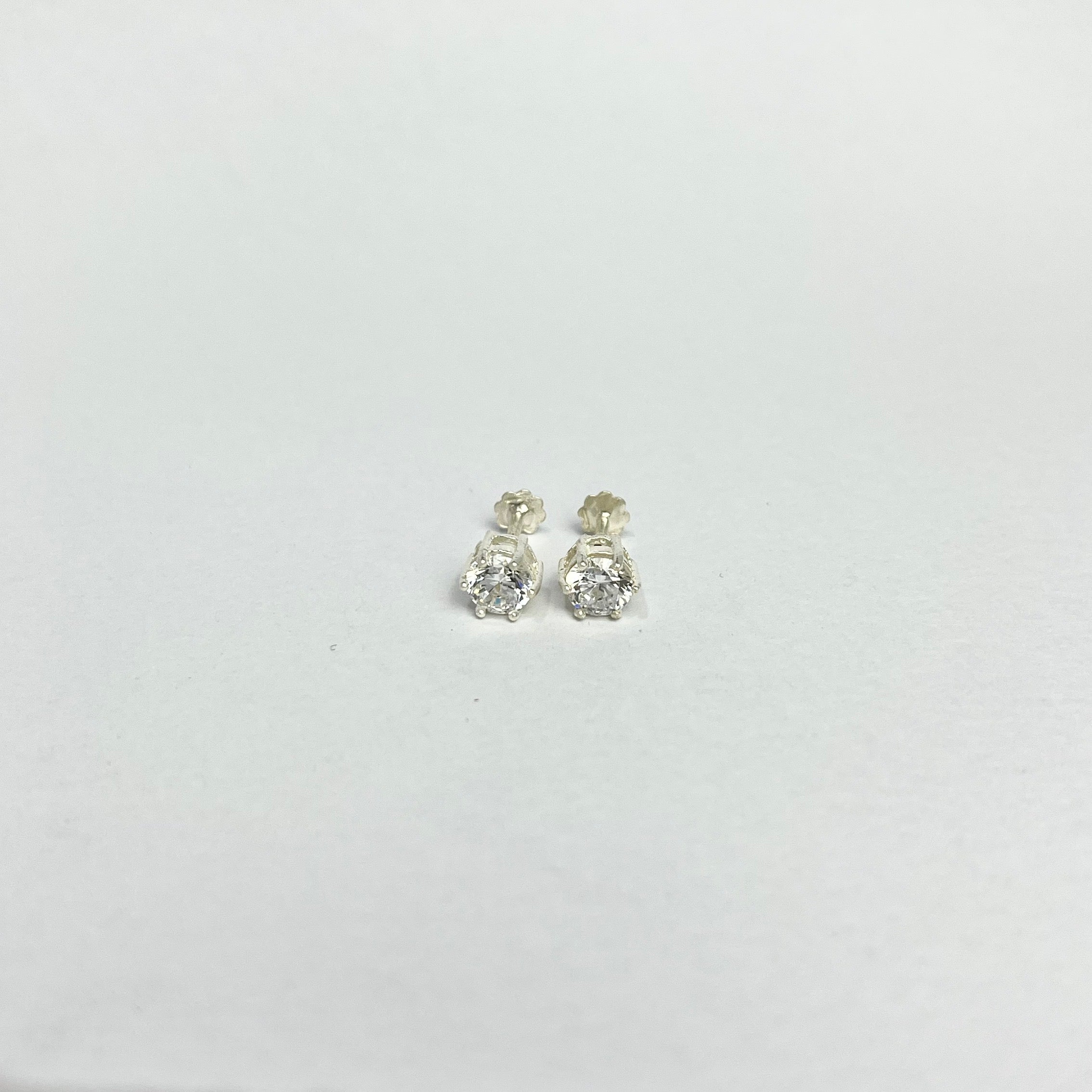 Diamond-Look CZ Studs — 925 Sterling Silver | Screw Back | 4mm 5mm 6mm