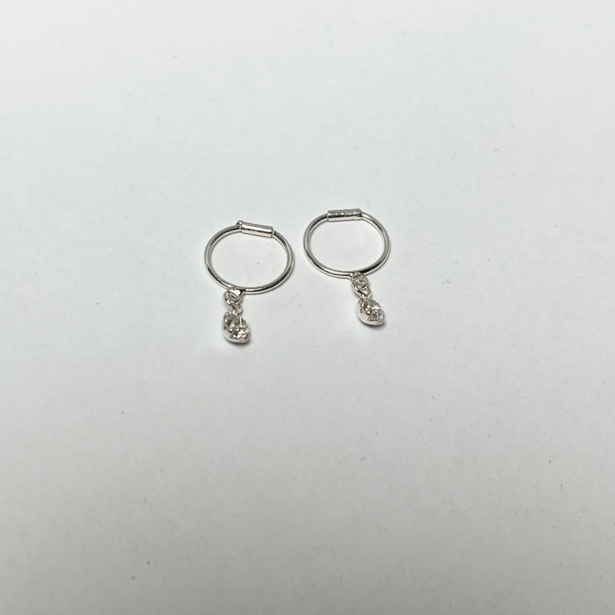 Everyday Silver Hoop Set – 8mm & 10mm Plain Hoops + 10mm Stone Drop Hoops (3 Pairs Minimal Wear)