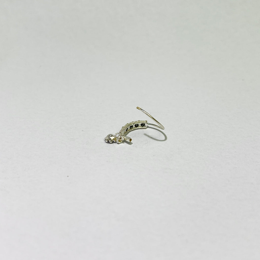 Stone Bar & Drop Hoop Earrings — 925 Silver | Multi Color CZ | 12mm | Nickel-Free | 18G