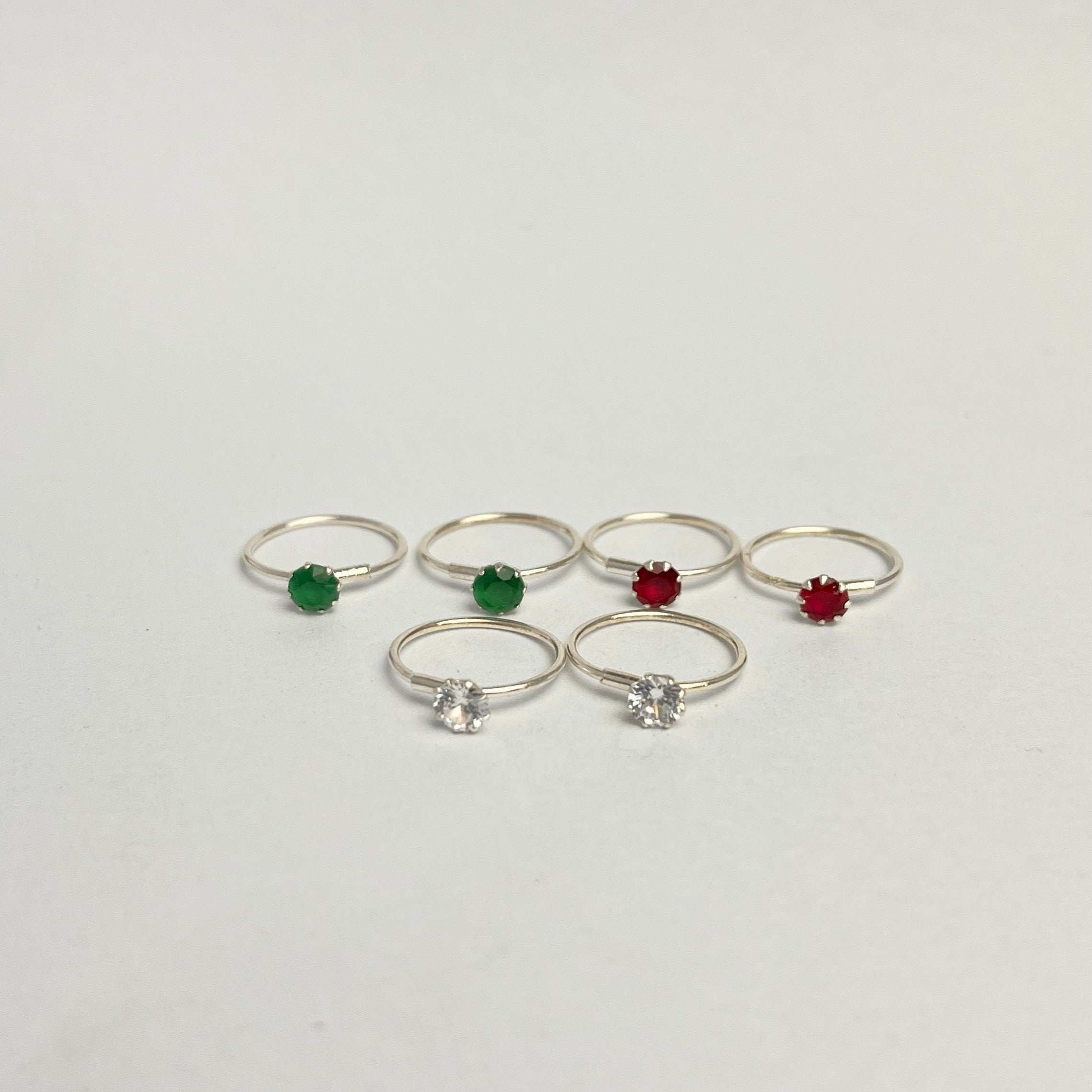 CZ Stone Hoop Earrings — 925 Sterling Silver | 14mm | 1mm Thick | Daily Wear