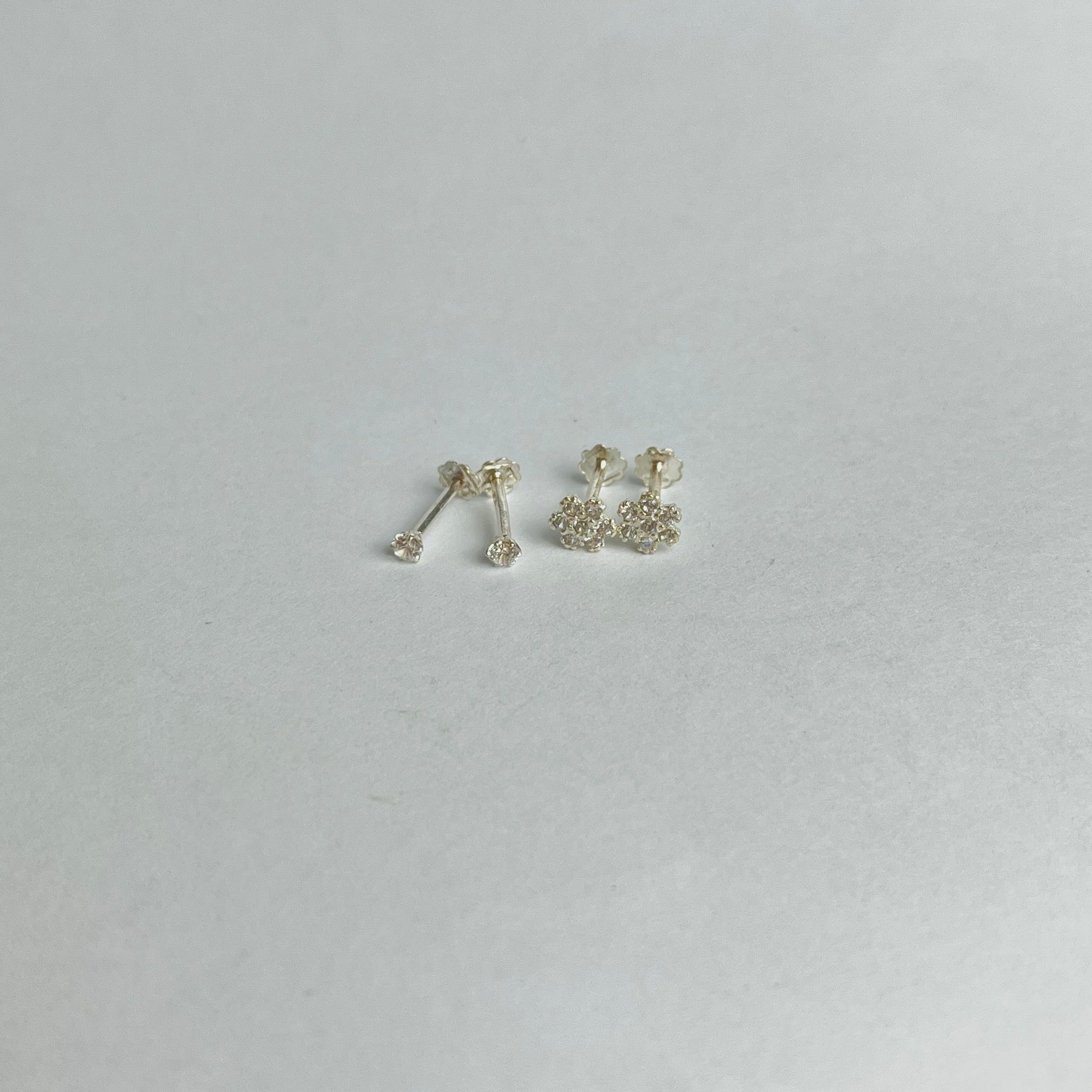 Tiny Set – 5mm flower & 2mm Studs | 925 Sterling Silver | 2 Pairs