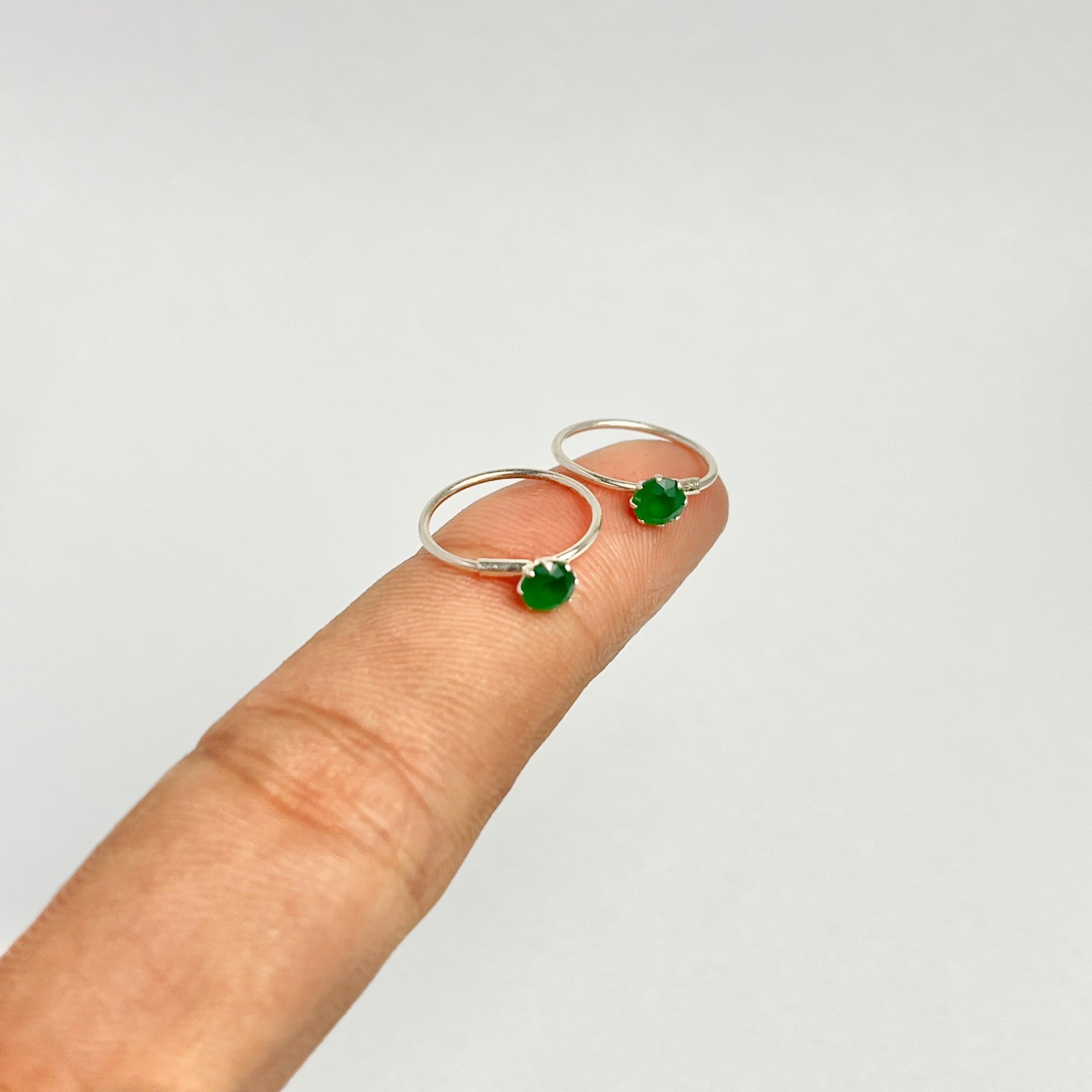 CZ Stone Hoop Earrings — 925 Sterling Silver | 14mm | 1mm Thick | Daily Wear