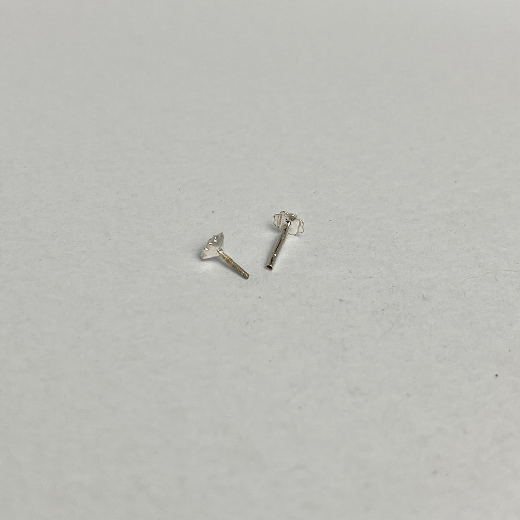 Square Stone Nose Pin — 925 Sterling Silver | Pink Black Clear | 4mm | Front screw