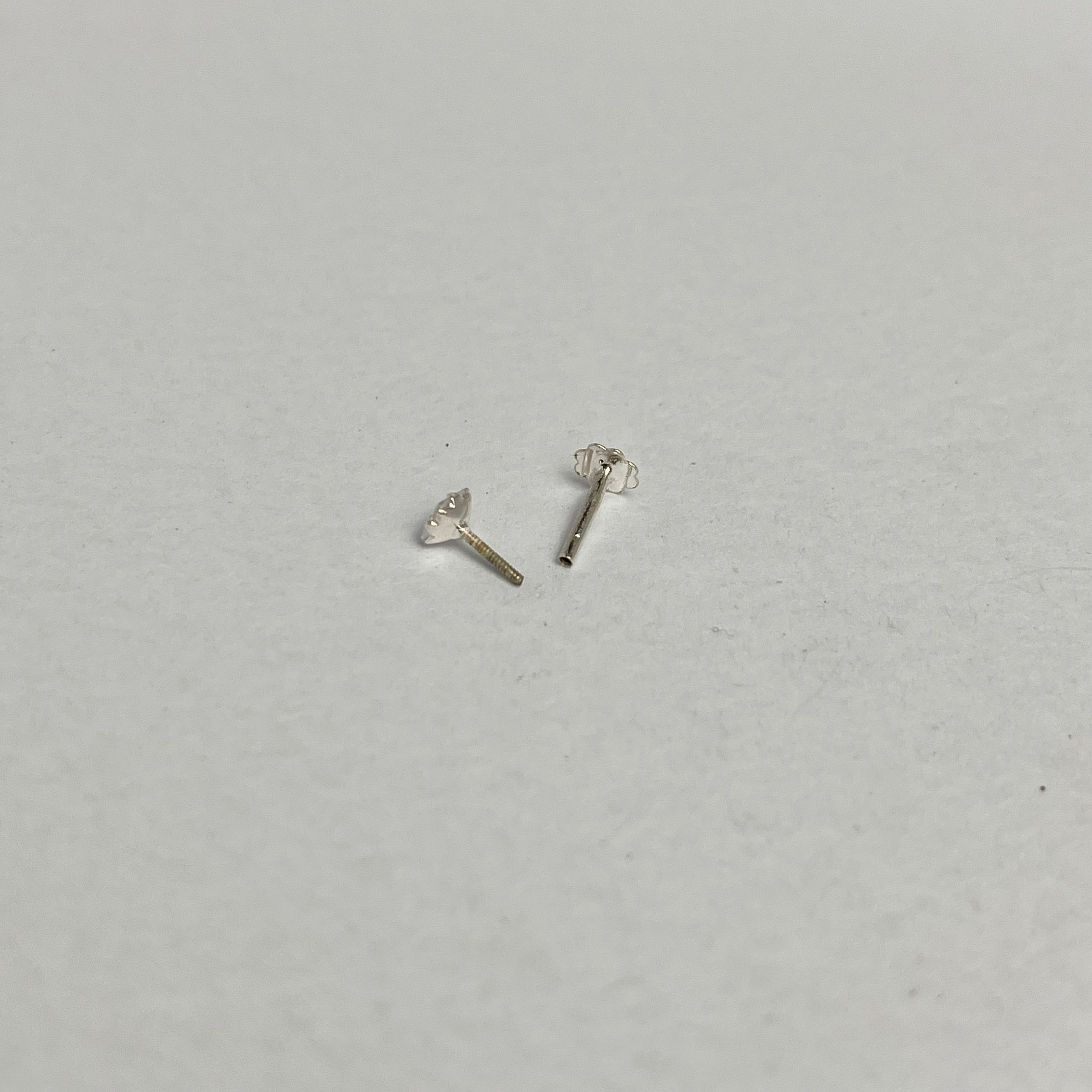 Square Stone Nose Pin — 925 Sterling Silver | Pink Black Clear | 4mm | Front screw