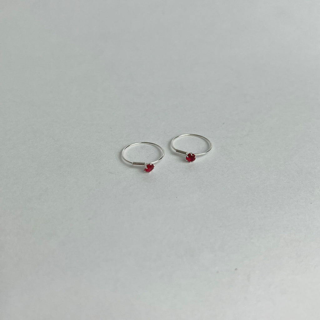 The Red Edit – Flower Studs, 2mm & Hoops | 925 Sterling Silver | 3 Pairs