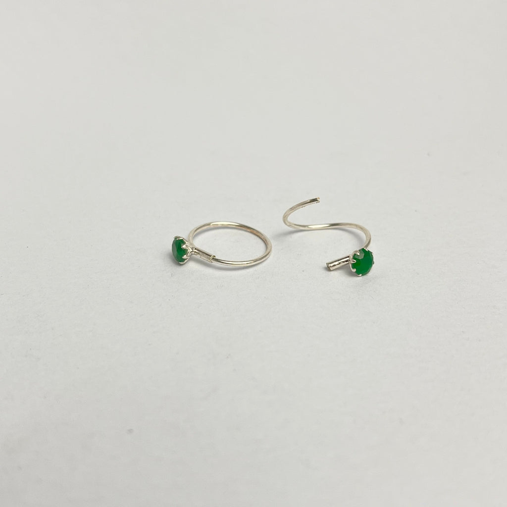 CZ Stone Hoop Earrings — 925 Sterling Silver | 14mm | 1mm Thick | Daily Wear