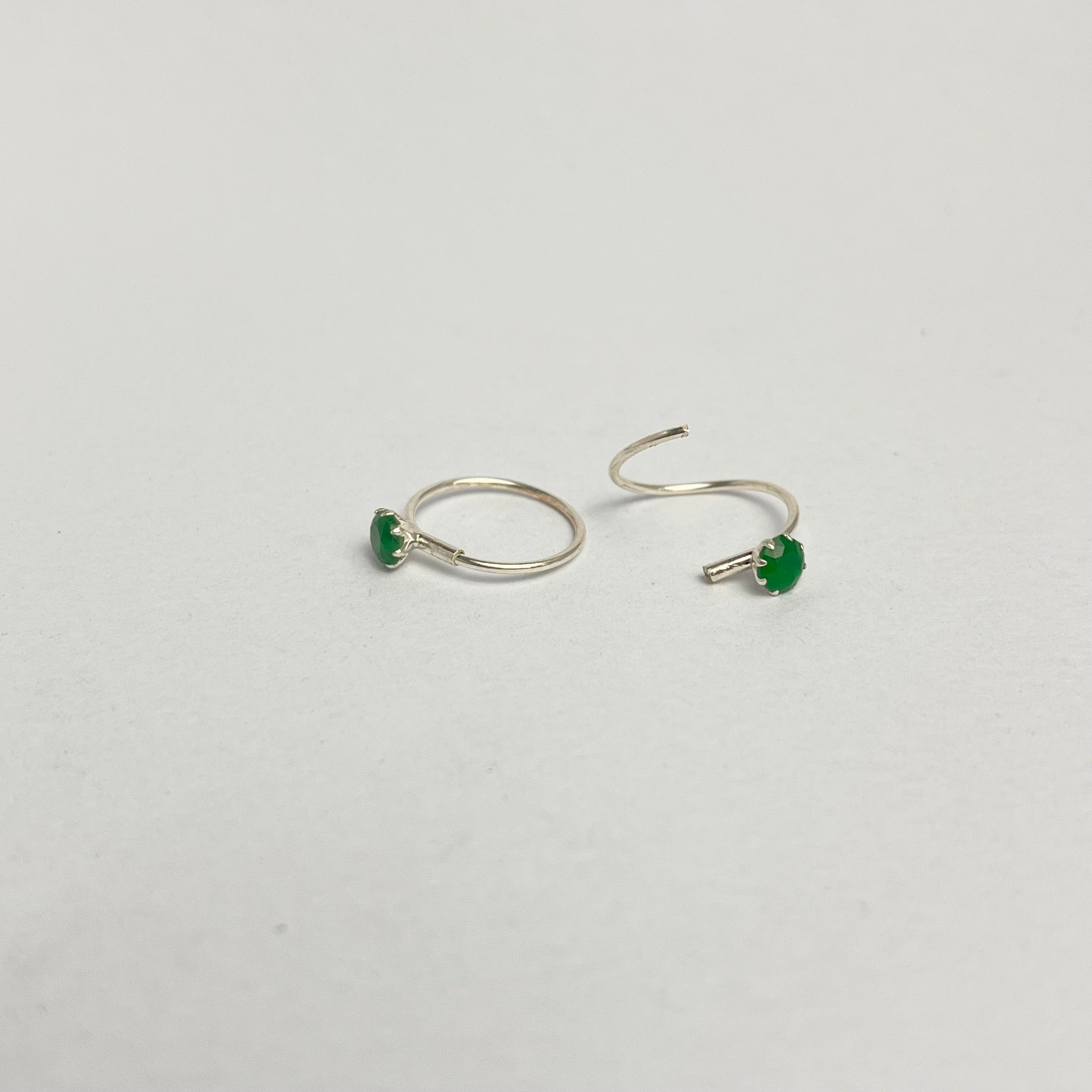 CZ Stone Hoop Earrings — 925 Sterling Silver | 14mm | 1mm Thick | Daily Wear