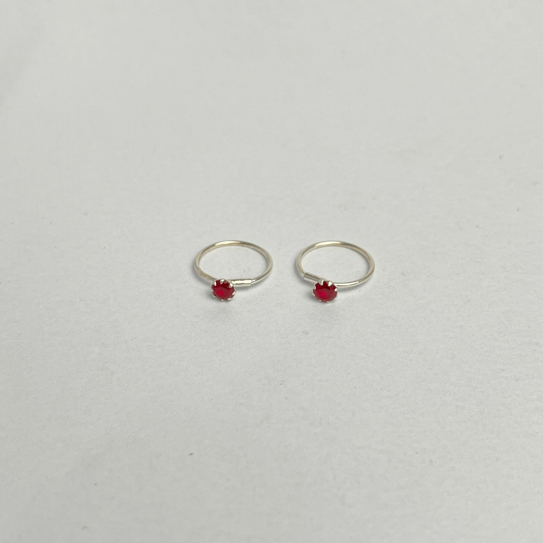CZ Stone Hoop Earrings — 925 Sterling Silver | 14mm | 1mm Thick | Daily Wear