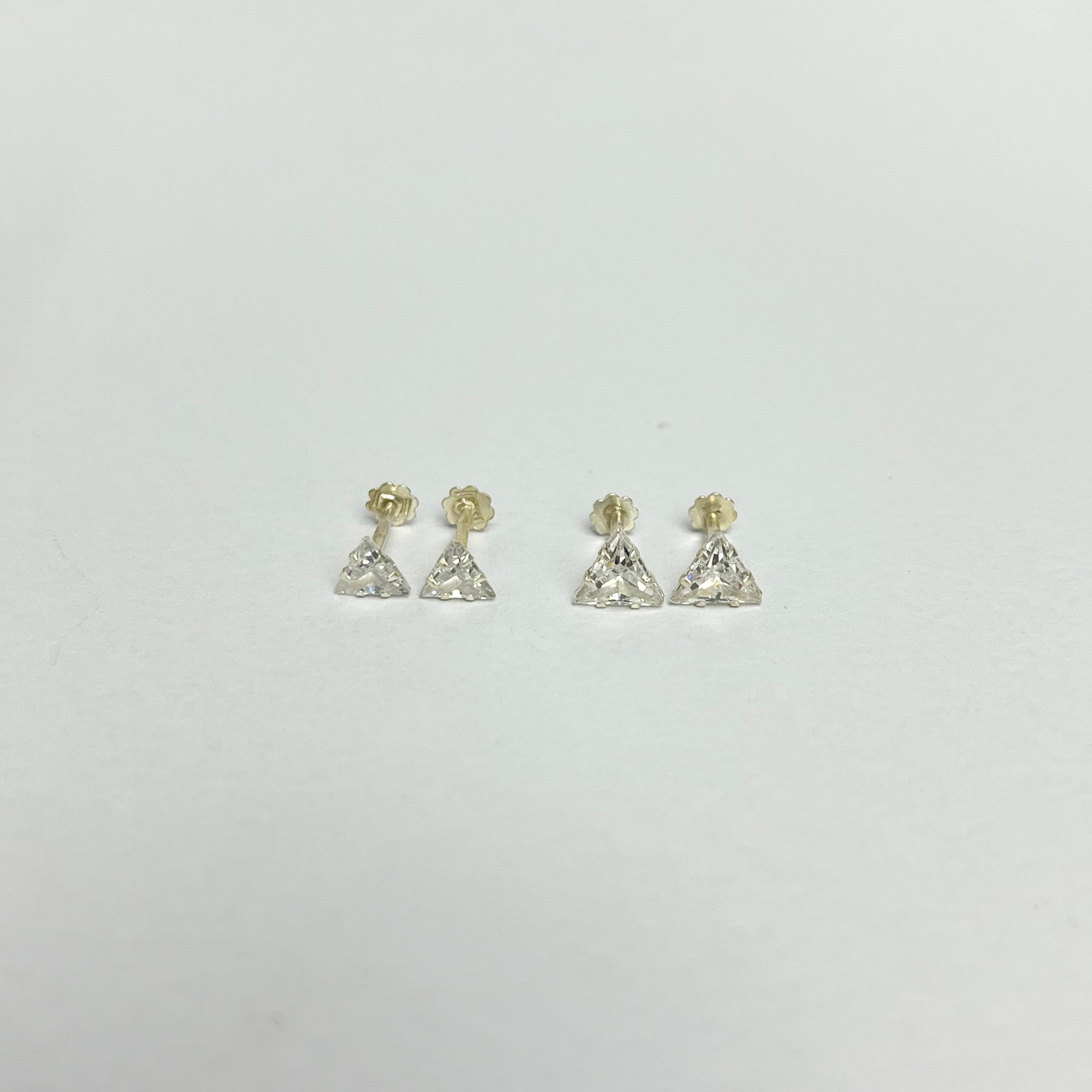CZ Triangle Studs - 925 Sterling Silver | Geometric Minimal | 6mm & 7mm