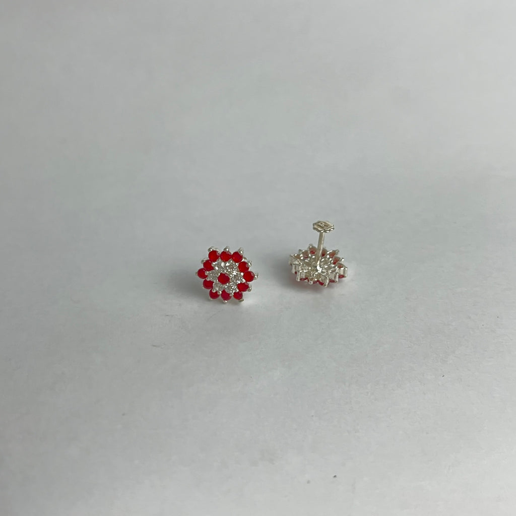 The Red Edit – Flower Studs, 2mm & Hoops | 925 Sterling Silver | 3 Pairs