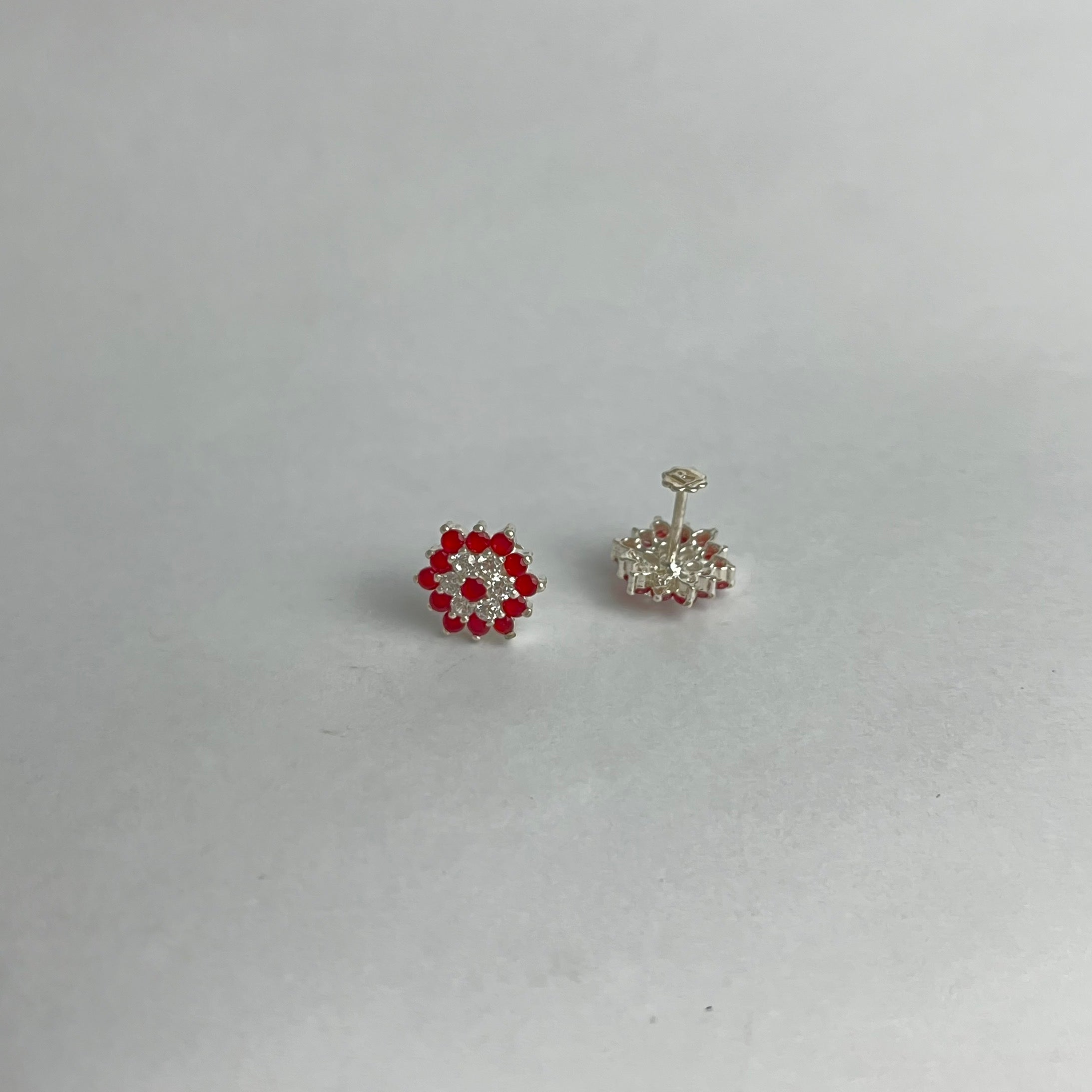 The Red Edit – Flower Studs, 2mm & Hoops | 925 Sterling Silver | 3 Pairs
