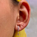 Stone Bar & Drop Hoop Earrings — 925 Silver | Pink CZ | 12mm | Nickel-Free | 18G
