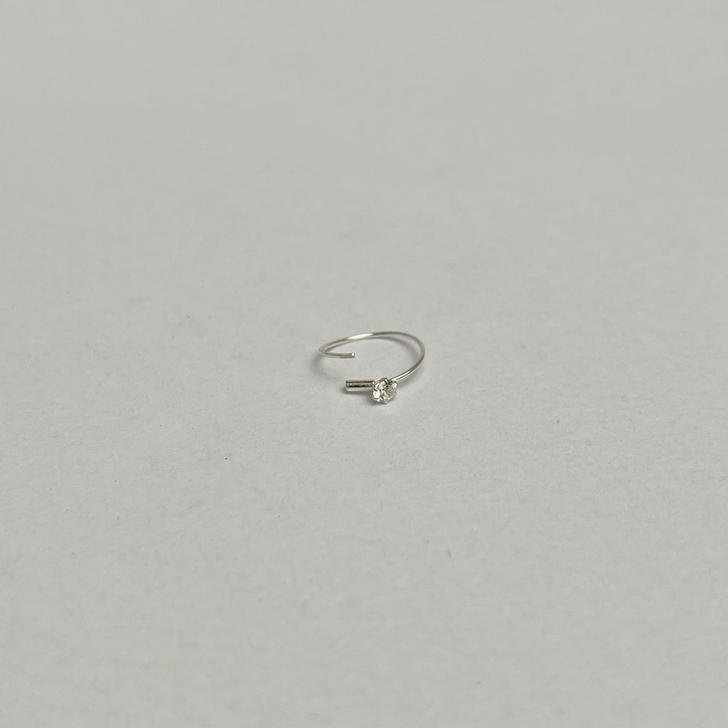 Stone Nose Ring — 925 Sterling Silver | 8mm | 18 Gauge | CZ Stone | Daily Shine