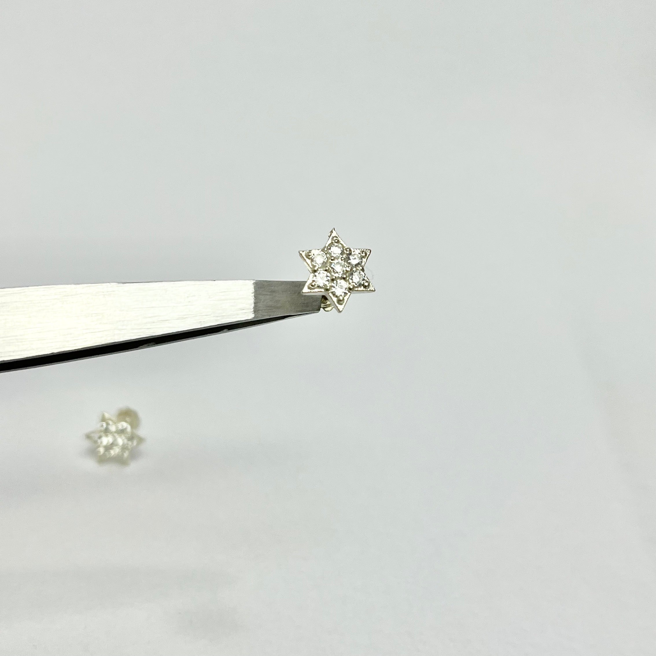 Tiny Stone Star Studs — 925 Sterling Silver | 10mm | Daily Wear Safe