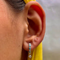 Stone Bar & Drop Hoop Earrings — 925 Silver | Ferozi CZ | 12mm | Nickel-Free | 18G