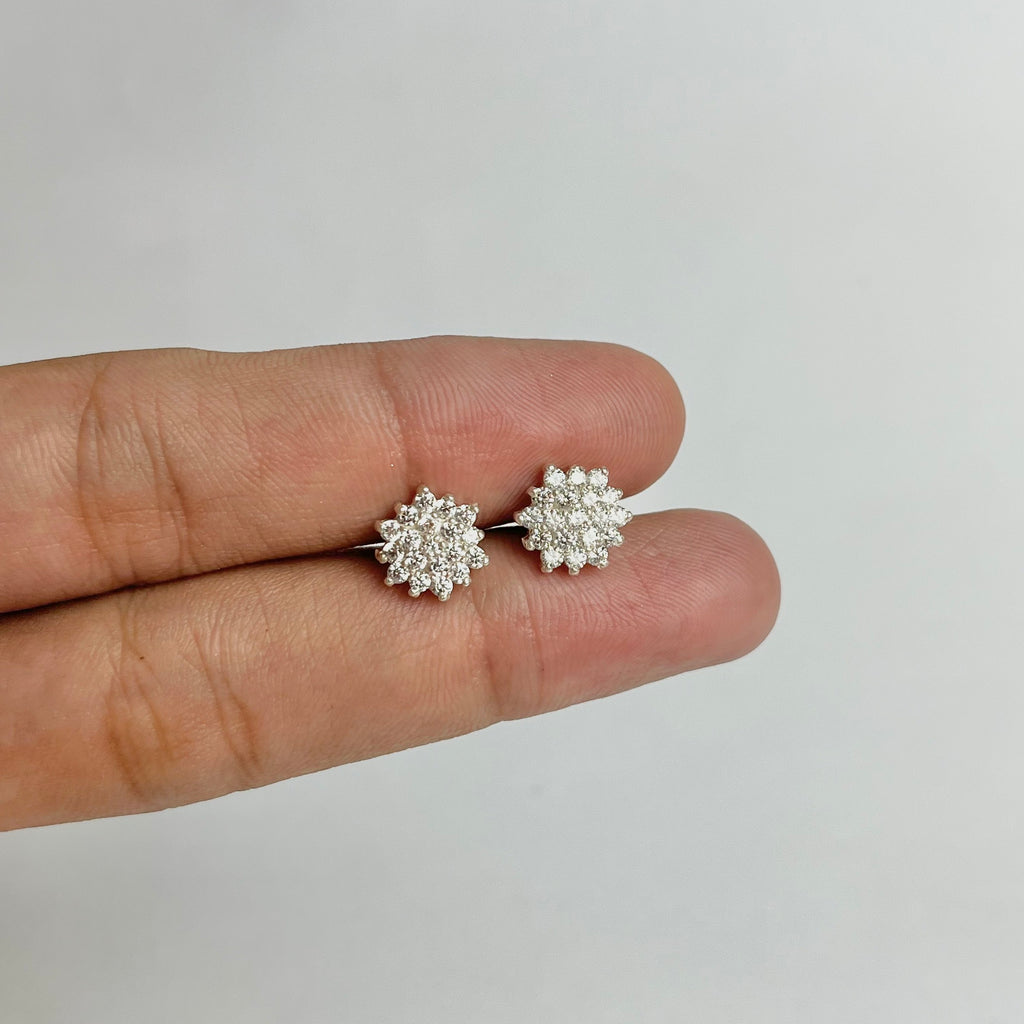 The Snowflake Set – Flower Studs, Plain Hoops & Charm Hoops | 925 Sterling Silver | 3 Pairs