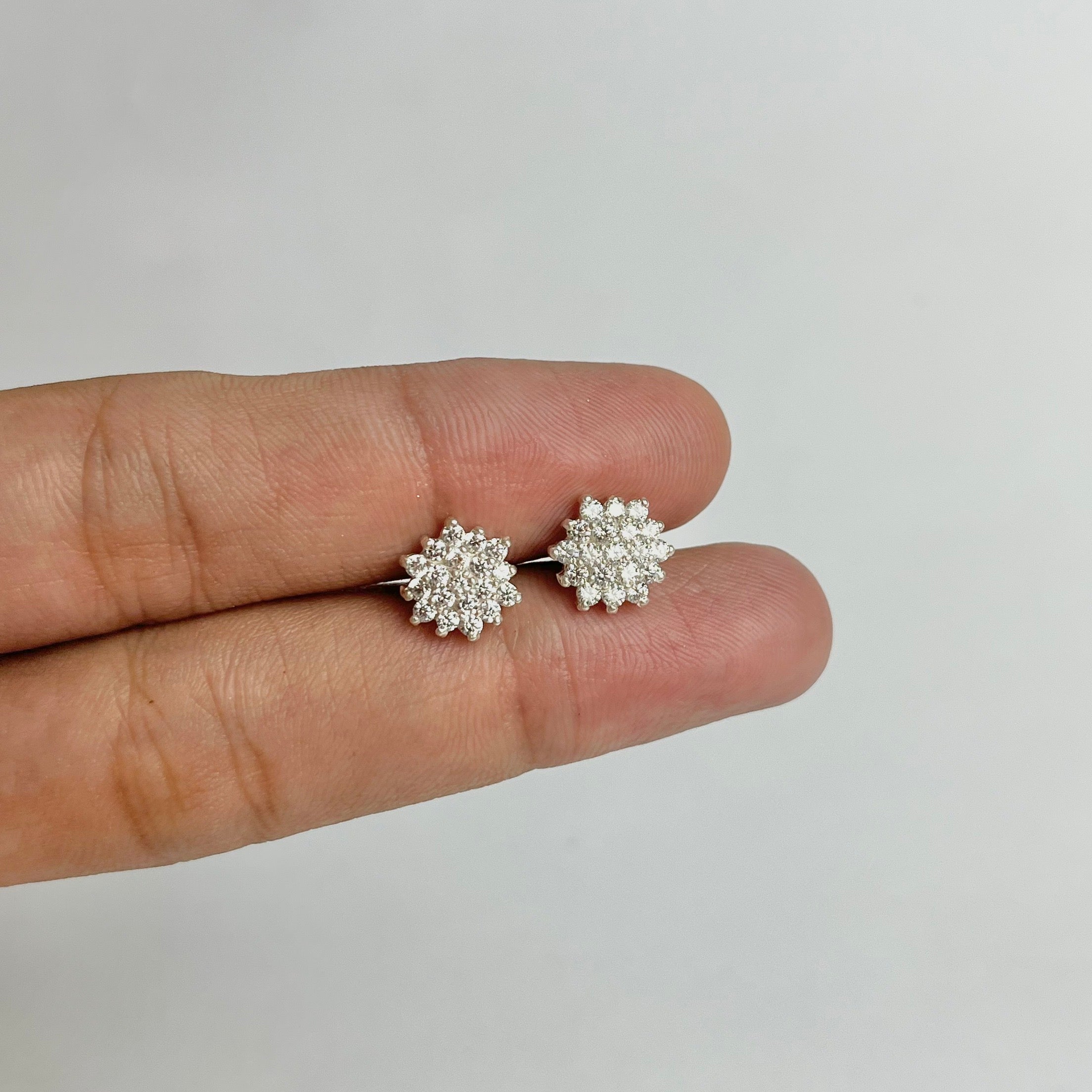 The Snowflake Set – Flower Studs, Plain Hoops & Charm Hoops | 925 Sterling Silver | 3 Pairs