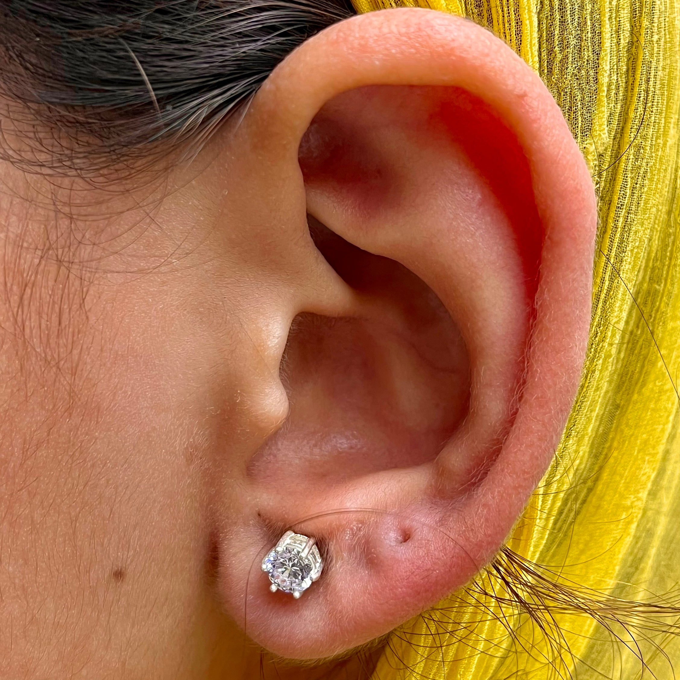 Diamond-Look CZ Studs — 925 Sterling Silver | Screw Back | 4mm 5mm 6mm