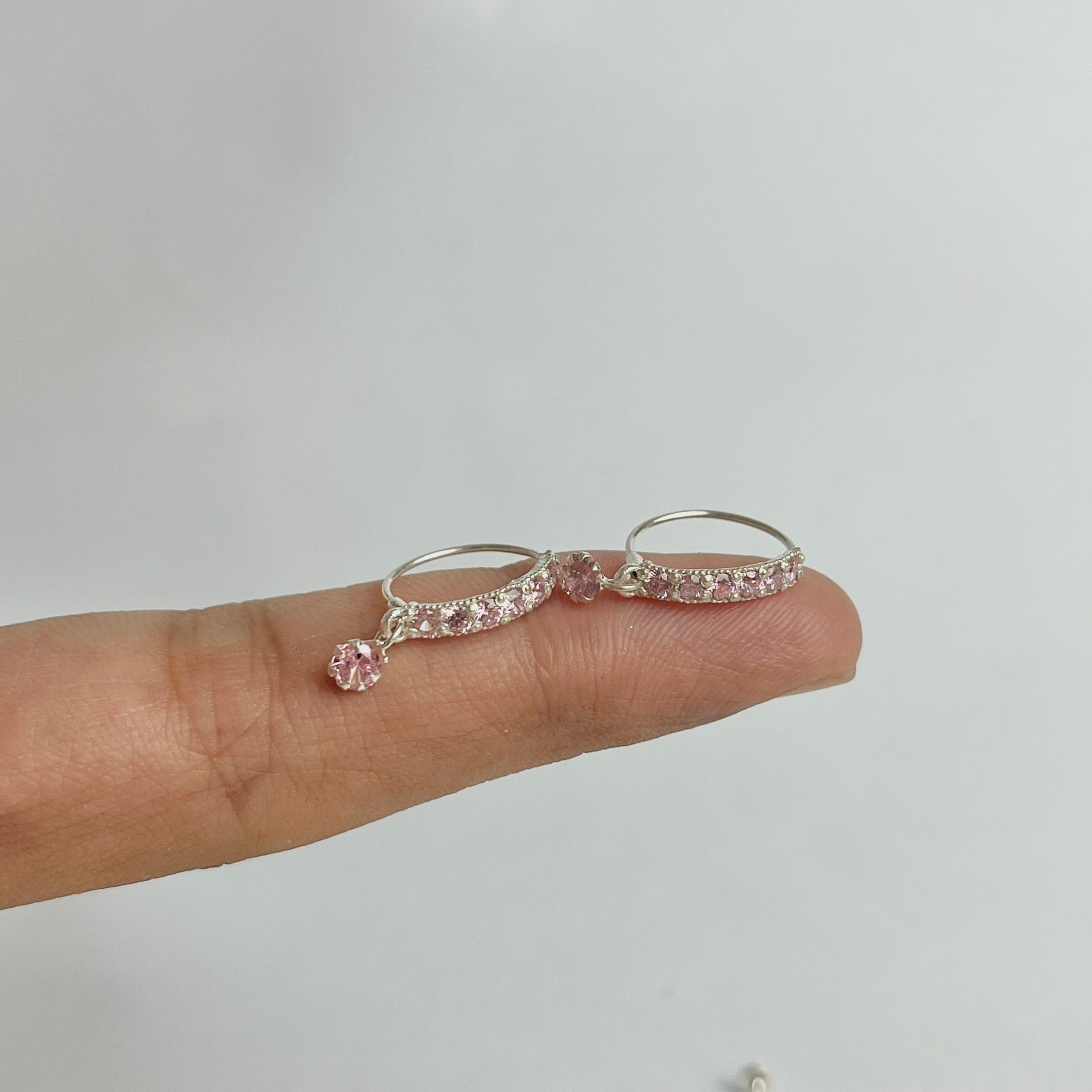 The Pink Edit – Pavé Hoops & Flower Studs | 925 Sterling Silver | 2 Pairs