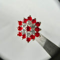 Hexagon Full Stone Studs — 925 Sterling Silver | Red & White CZ | 12mm | Nickel-Free | Screw Back