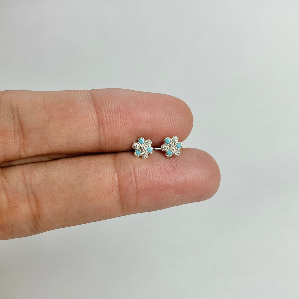 The Ferozi Set – Pavé Hoops & Flower Studs | 925 Sterling Silver | 2 Pairs