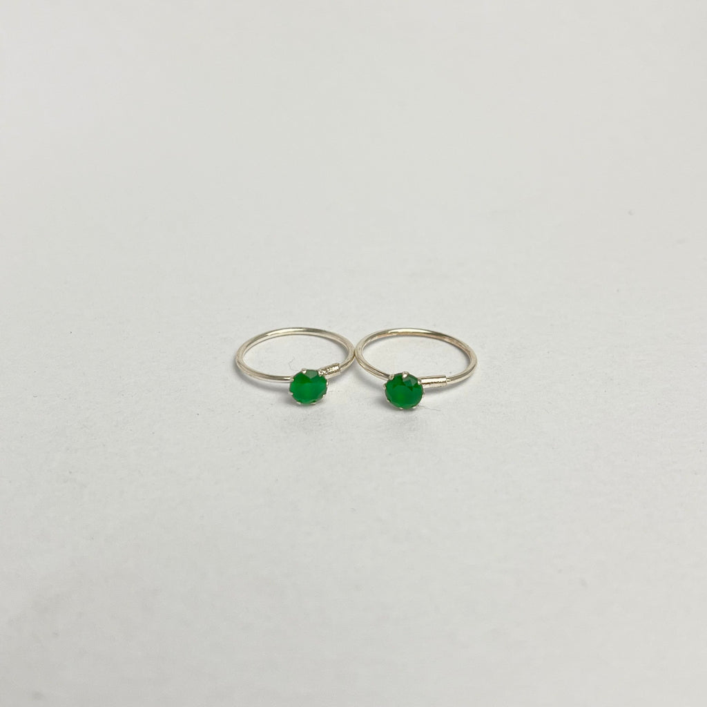 CZ Stone Hoop Earrings — 925 Sterling Silver | 14mm | 1mm Thick | Daily Wear