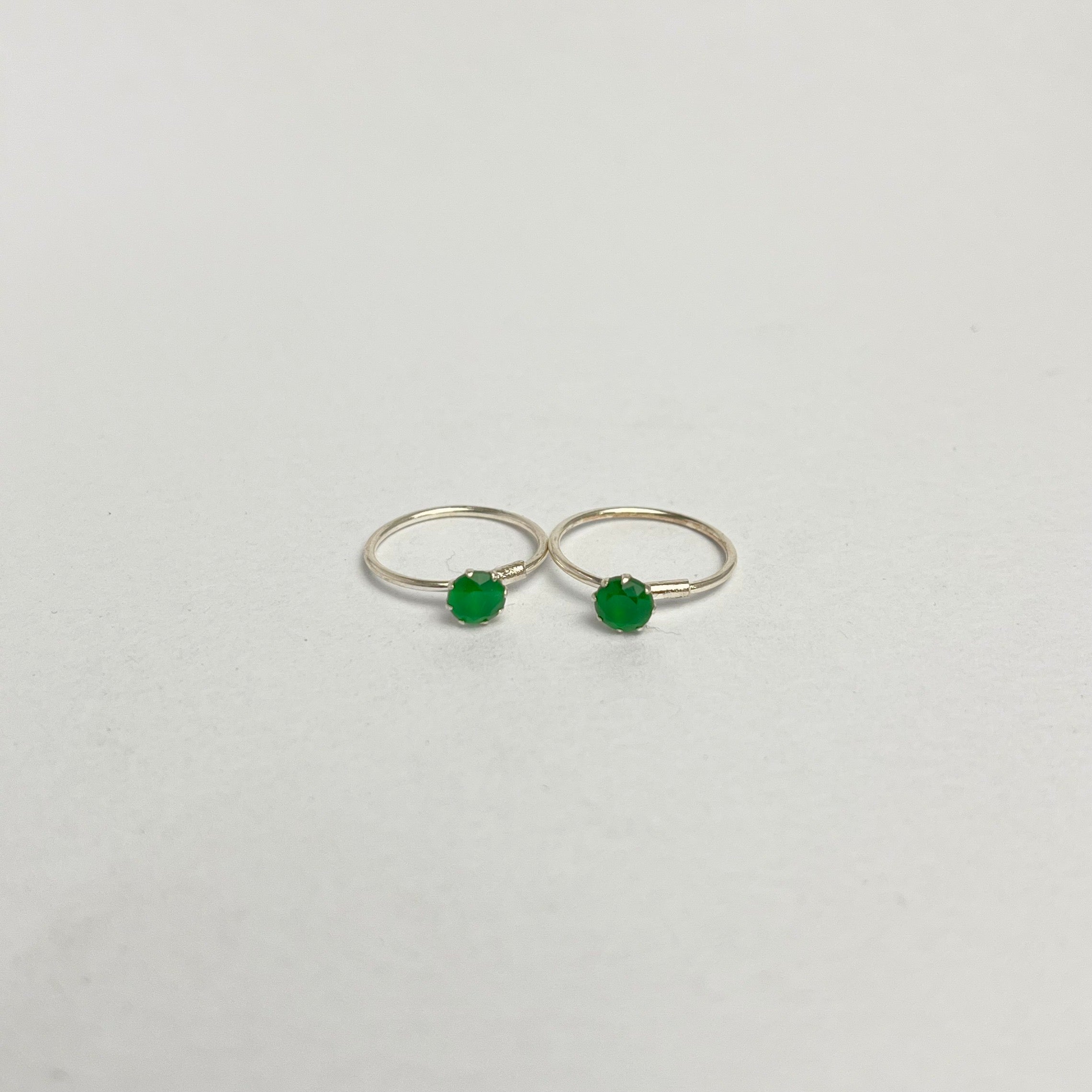 CZ Stone Hoop Earrings — 925 Sterling Silver | 14mm | 1mm Thick | Daily Wear