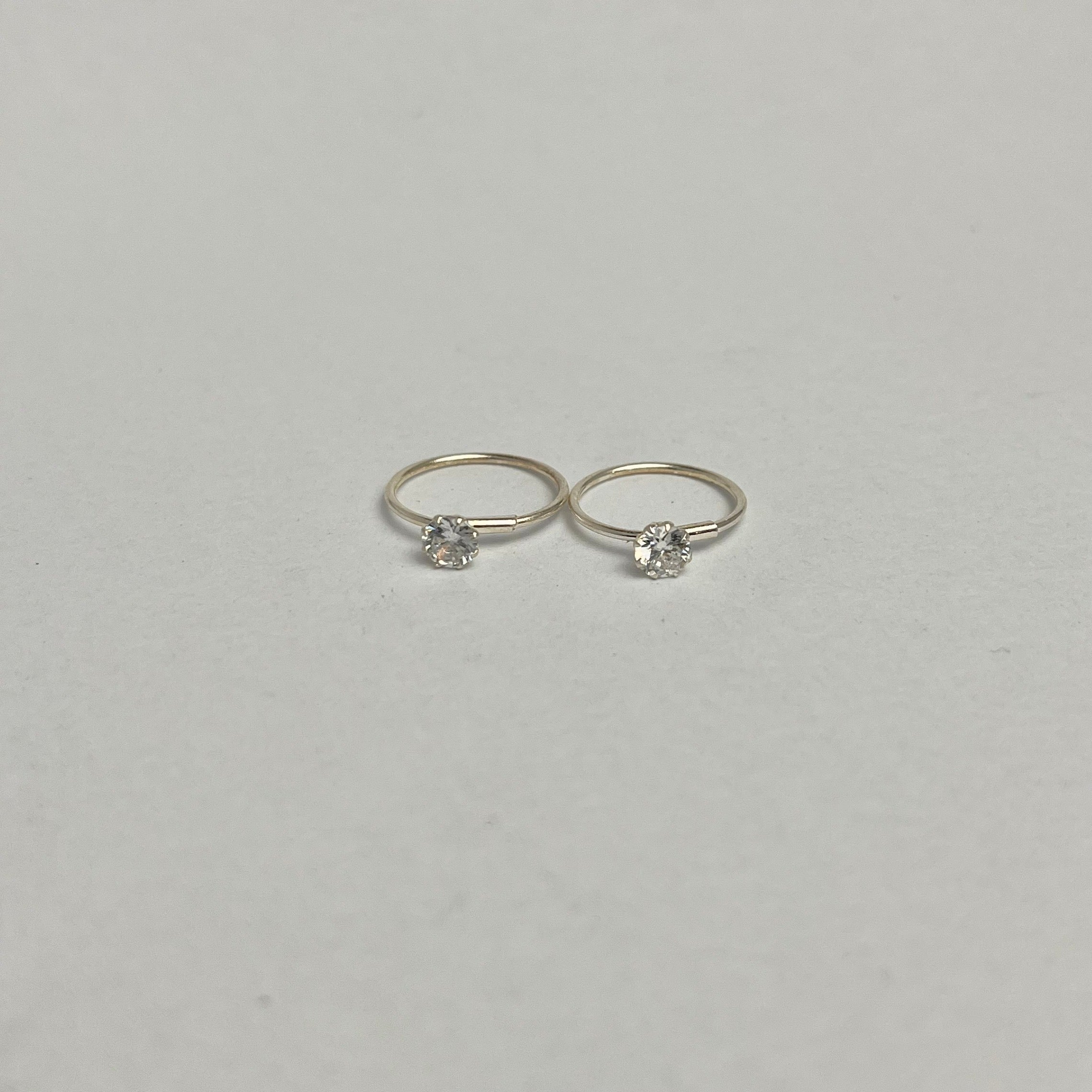 CZ Stone Hoop Earrings — 925 Sterling Silver | 14mm | 1mm Thick | Daily Wear