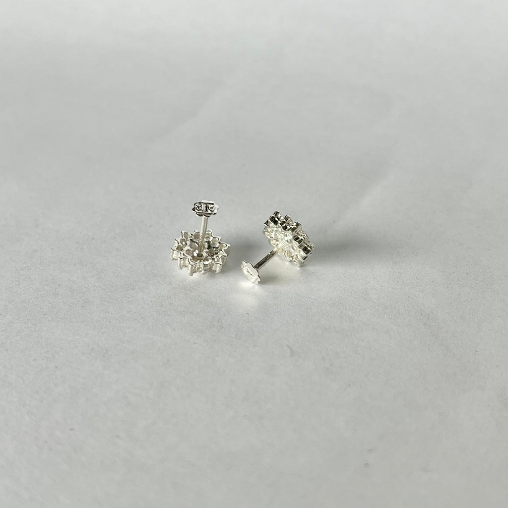 Hexagon Full Stone Studs — 925 Sterling Silver | Clear CZ | 10mm | Nickel-Free | Screw Back
