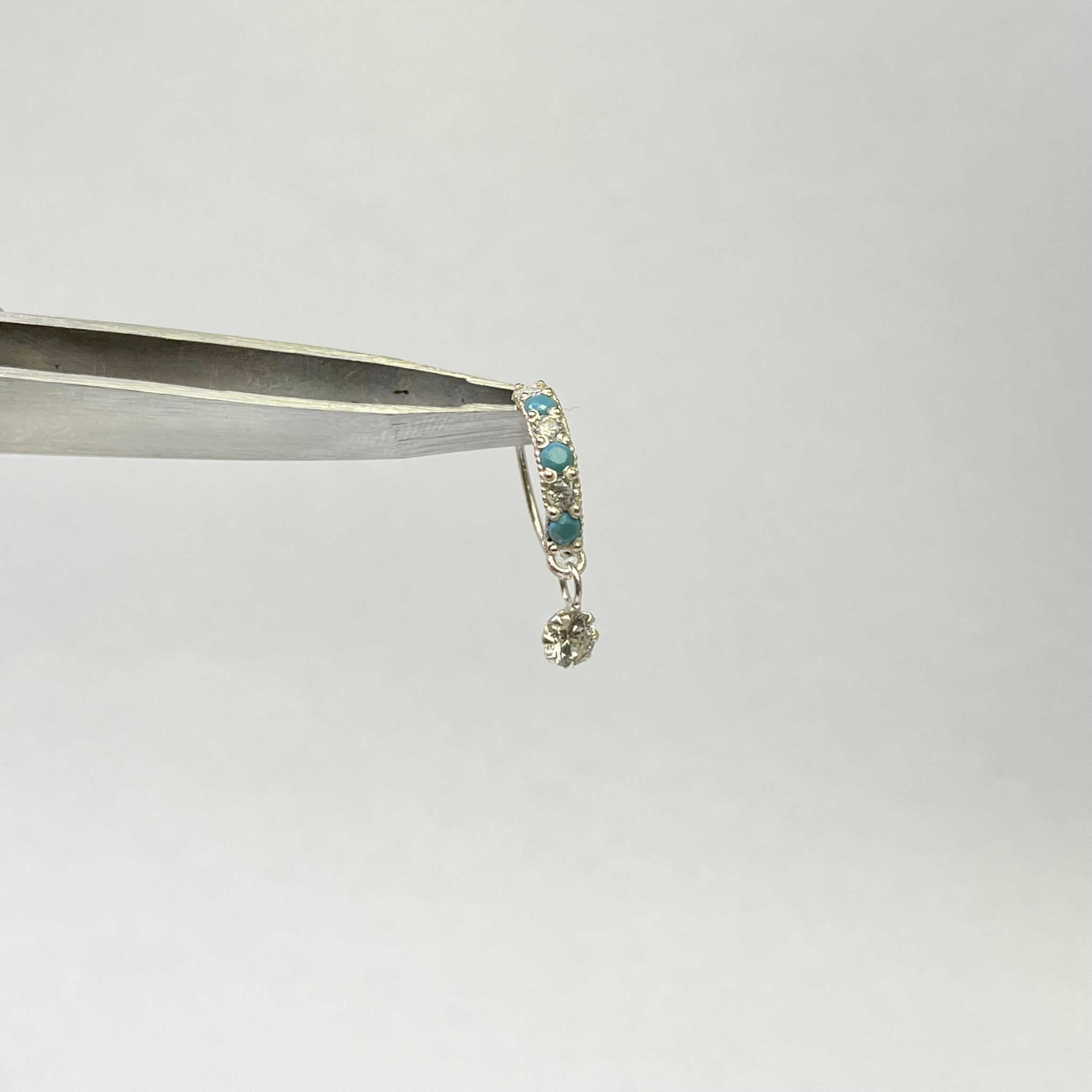 Stone Bar & Drop Hoop Earrings — 925 Silver | Ferozi CZ | 12mm | Nickel-Free | 18G