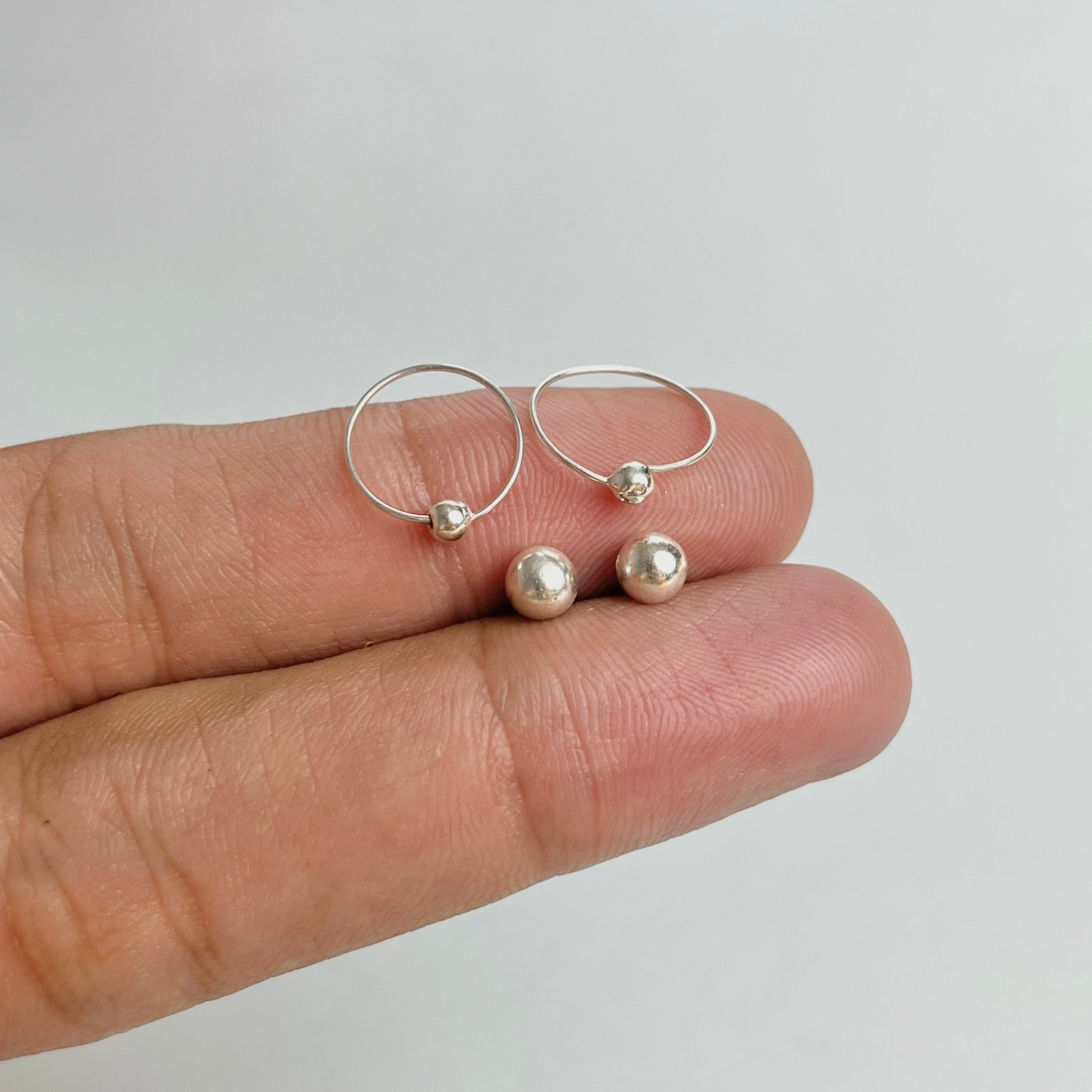The Ball Set – 5mm Ball Studs & Ball Hoops | 925 Sterling Silver | 2 Pairs