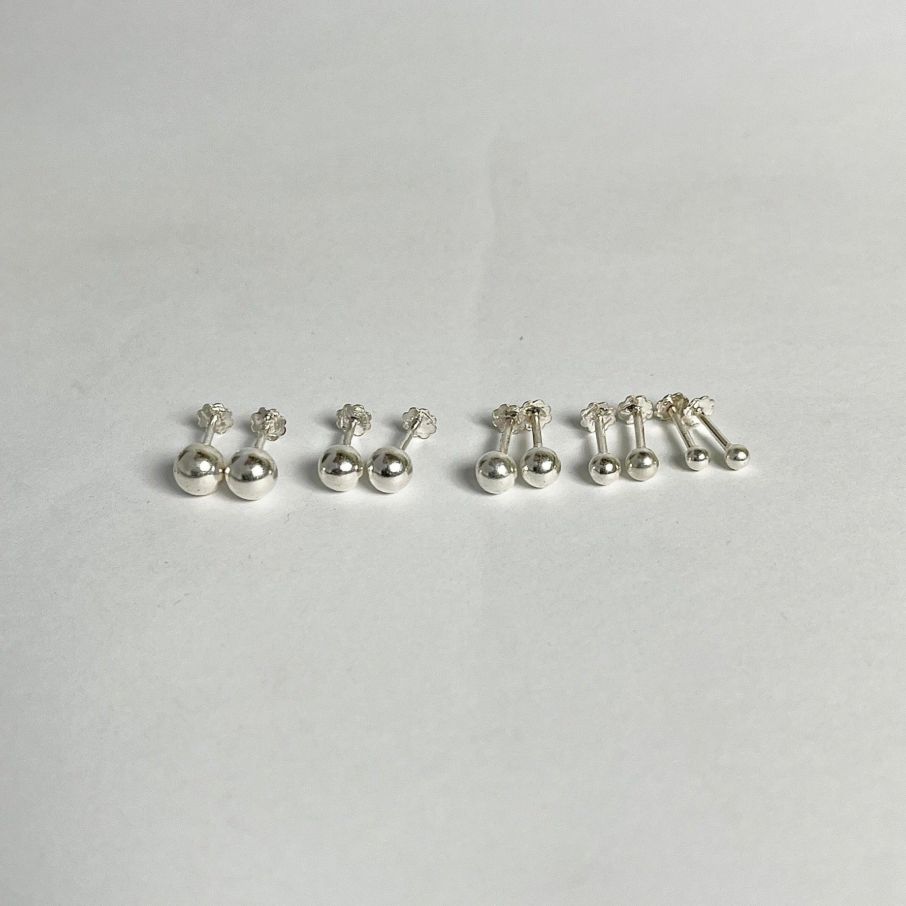 Silver Ball Studs — 925 Sterling Silver | 2mm to 6mm | Nickel-Free | Screw Back
