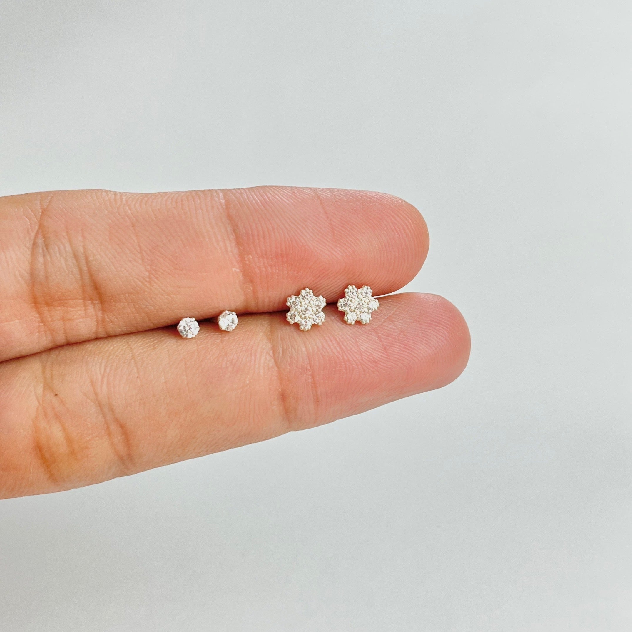 Tiny Set – 5mm flower & 2mm Studs | 925 Sterling Silver | 2 Pairs