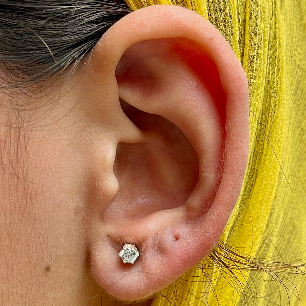 Diamond-Look CZ Studs — 925 Sterling Silver | Screw Back | 4mm 5mm 6mm
