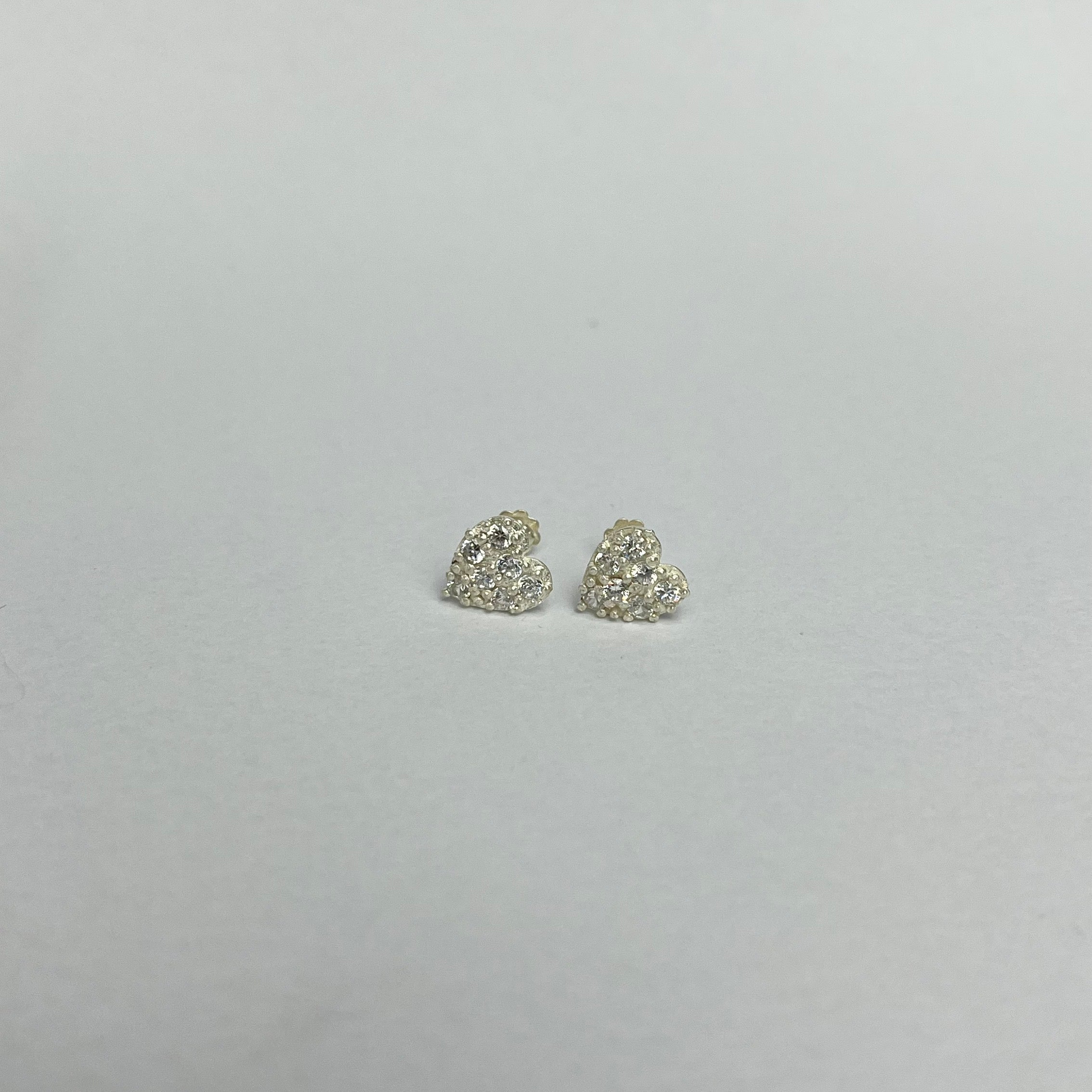 Tiny Stone Heart Studs - 925 Sterling Silver | New Piercing Safe | Everyday Wear