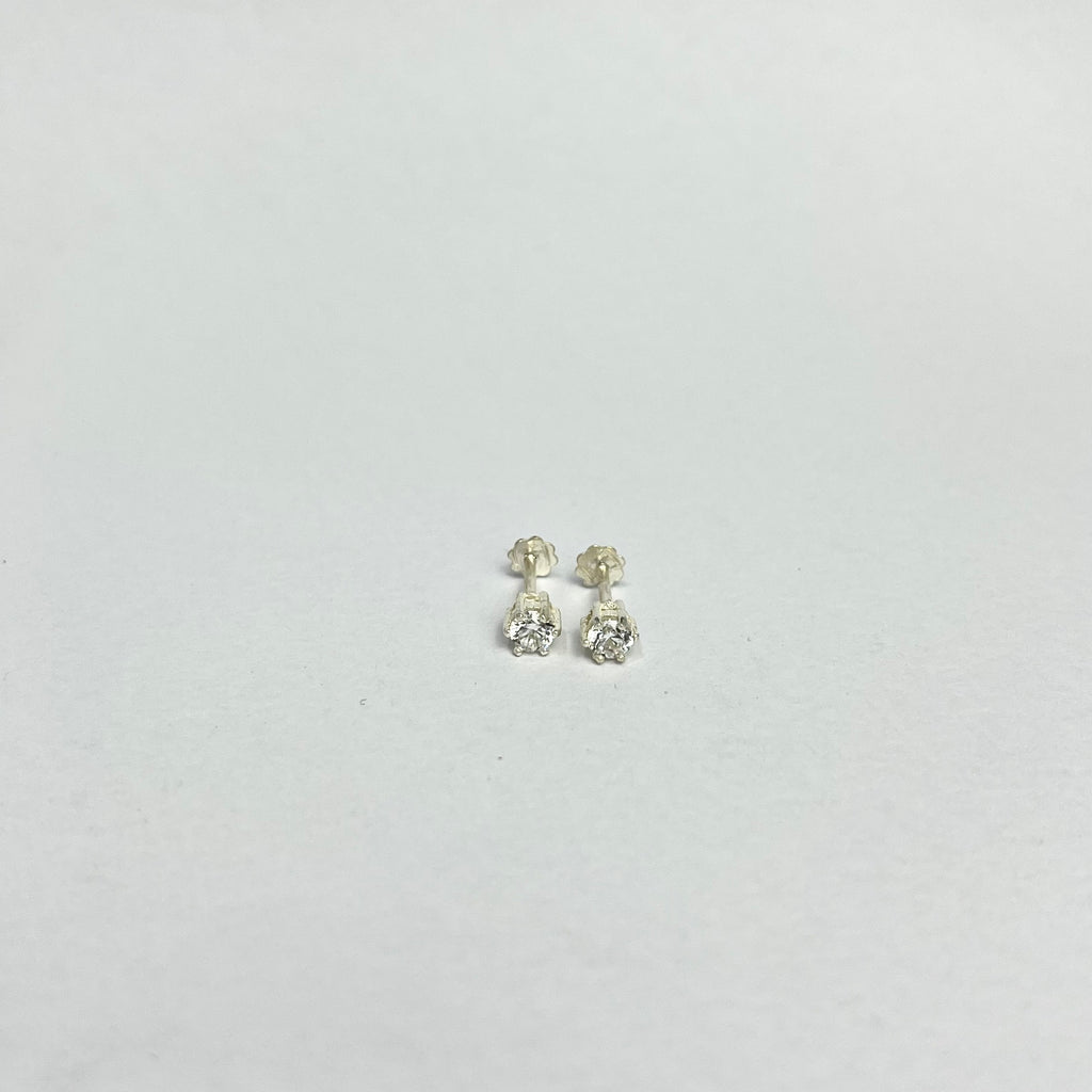 Diamond-Look CZ Studs — 925 Sterling Silver | Screw Back | 4mm 5mm 6mm